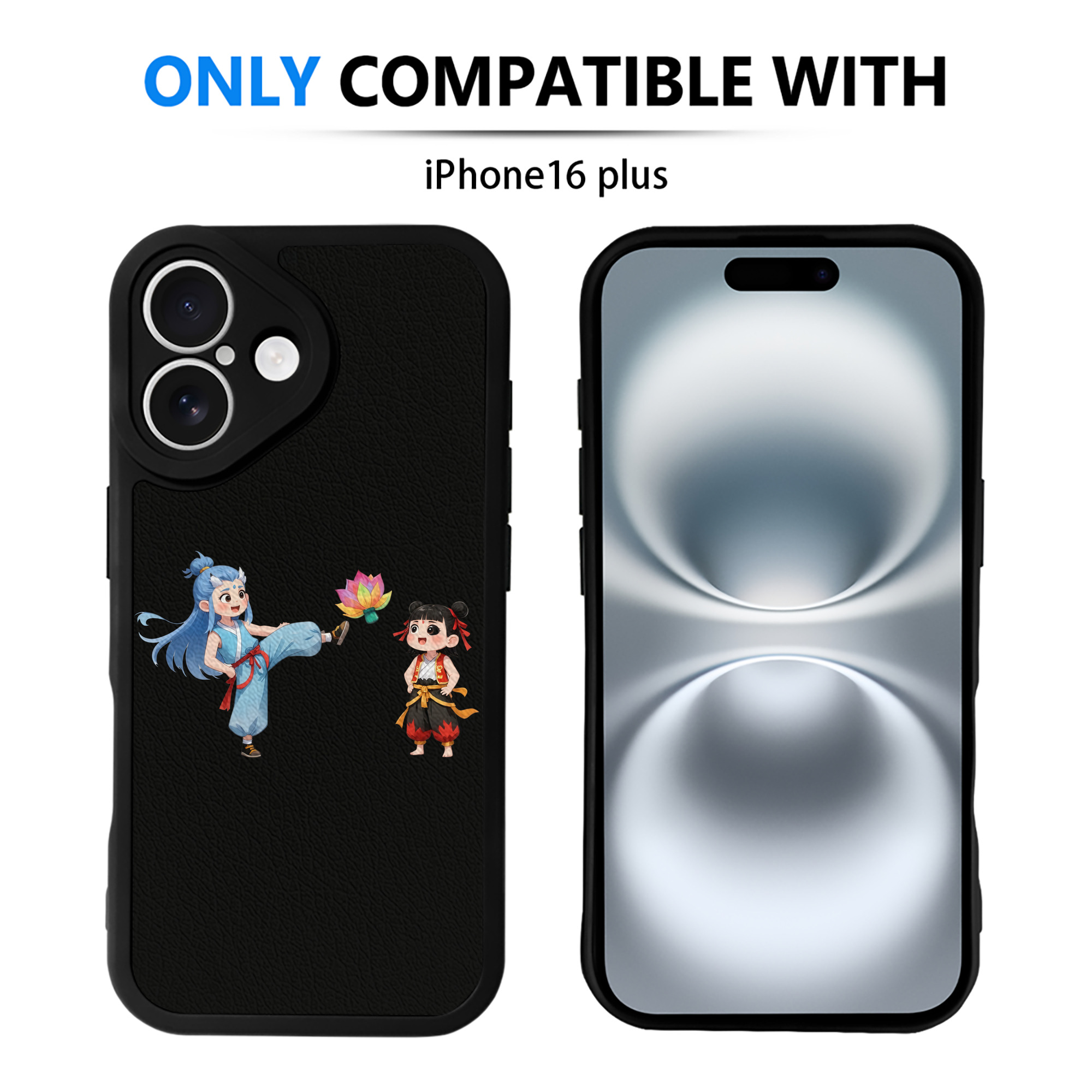 （画像用） Ne Zha 2 ナタ 魔童の大暴れ 【iPhone 16シリーズ対応】シリコンスマホケース（レザー調） 材質：シリコン